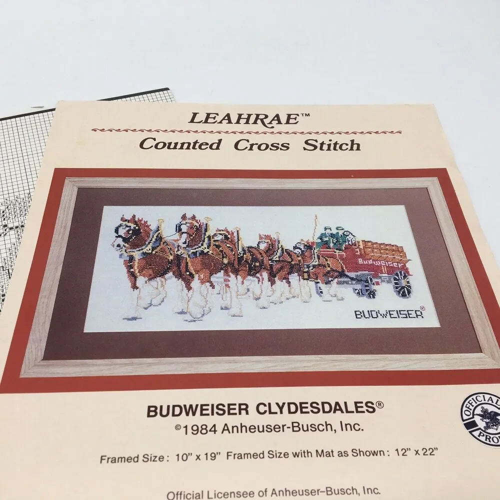 Vintage 1984 Budweiser Clydesdales  Leahray Originals Cross Stitch Pattern USA